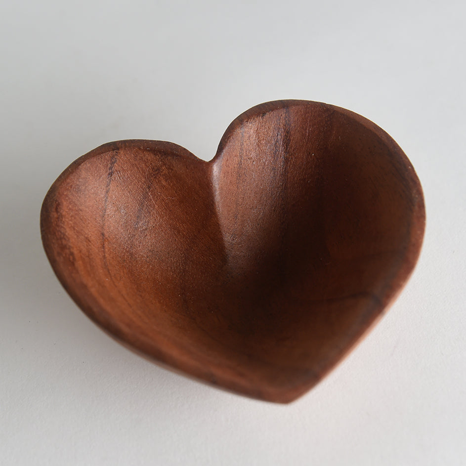 Hand Carved Wood Heart Bowl