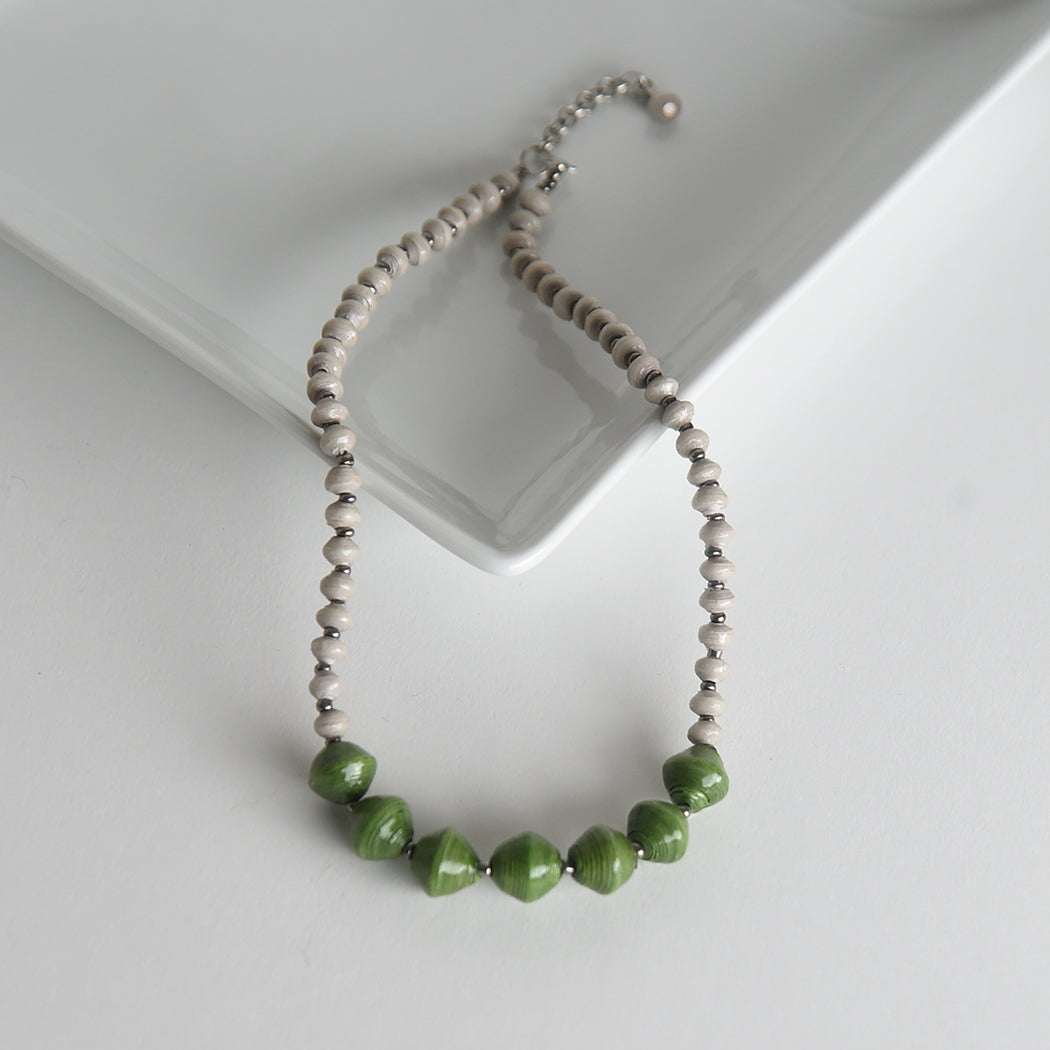 Two Tone Paper Bead Necklace