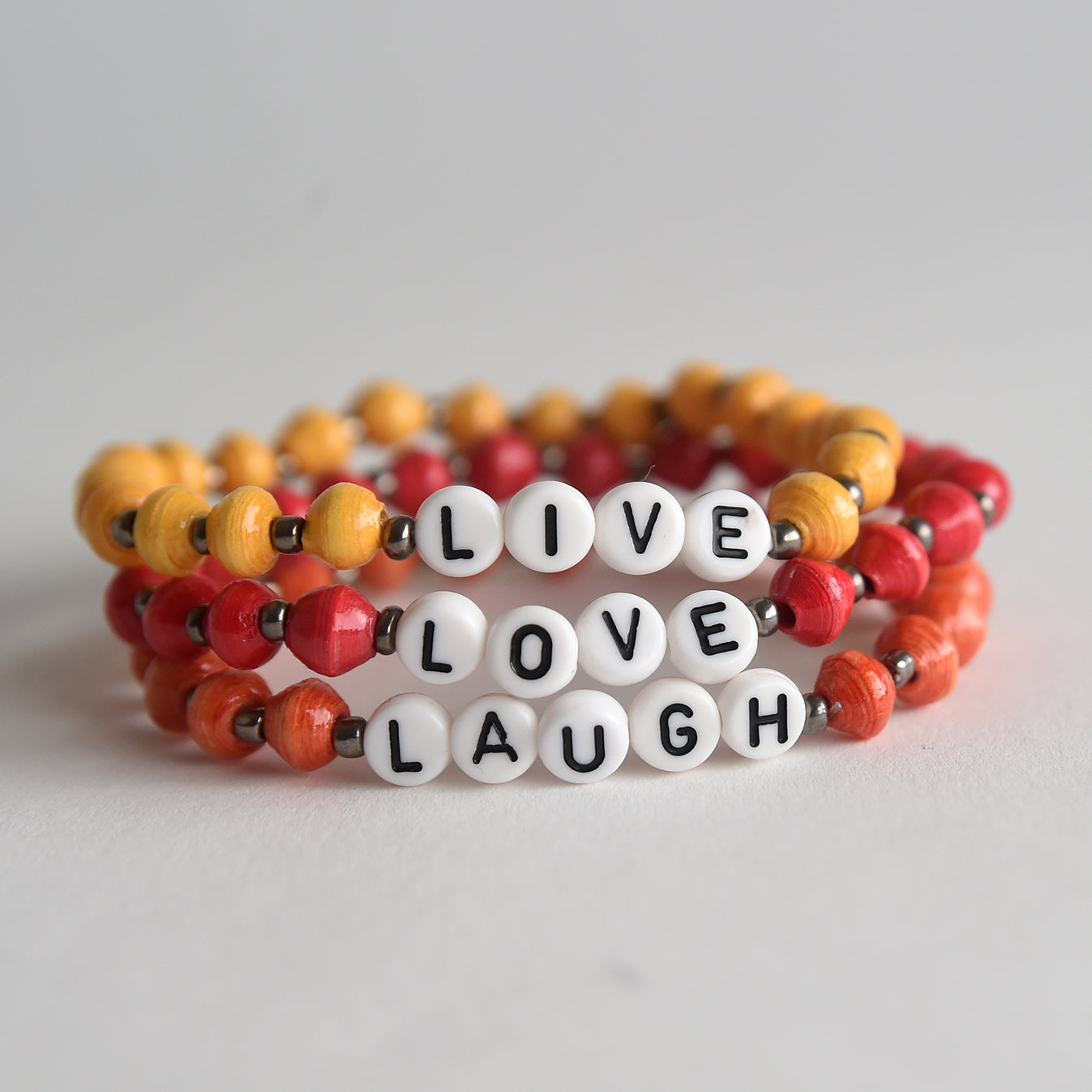 LIVE, LOVE, LAUGH Bracelet Trio