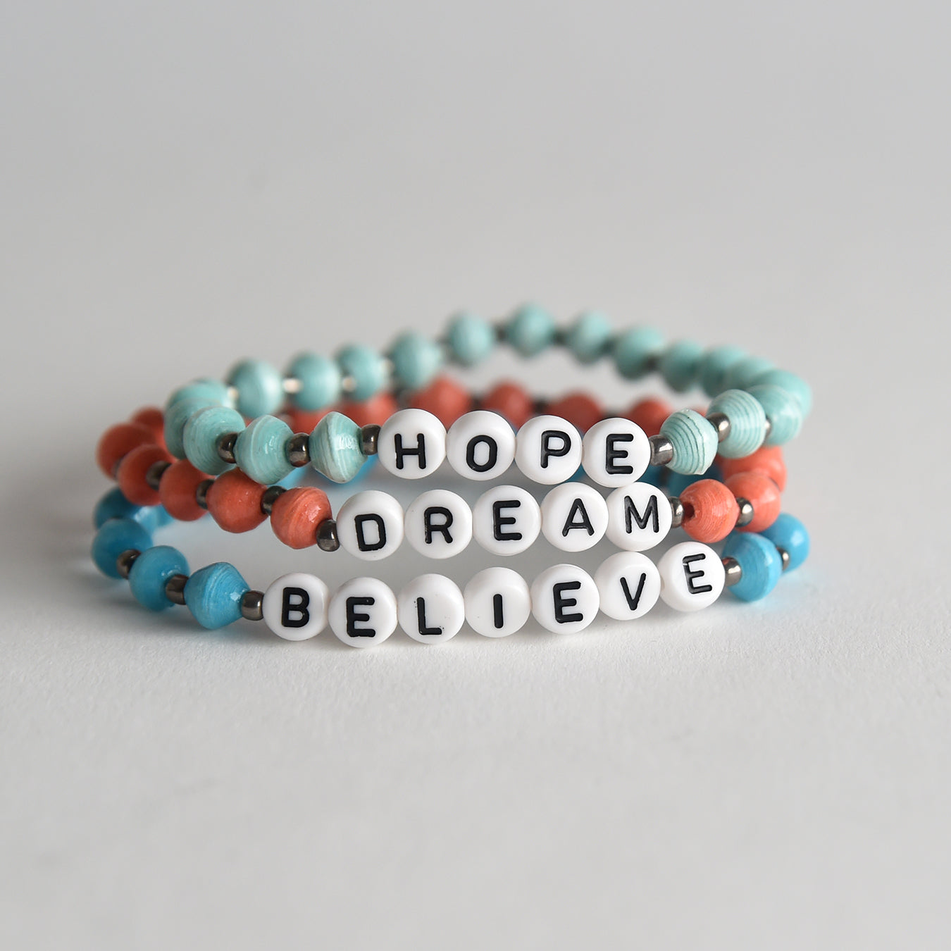 HOPE, DREAM, BELIEVE Bracelet Trio