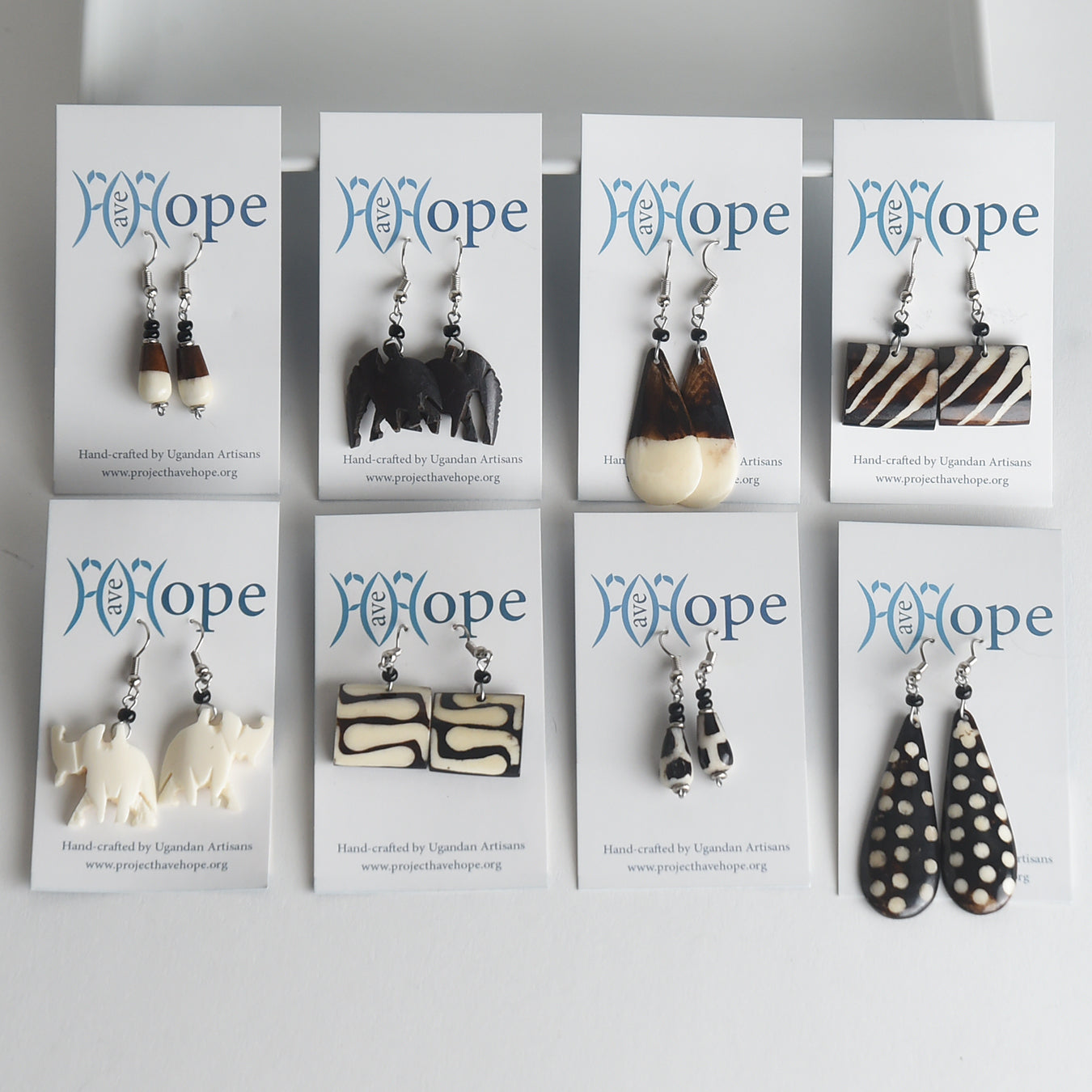 Bone Earrings Set of 8 Pairs