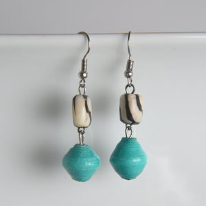 Asante (Thanks) Batik Bone & Paper Earrings