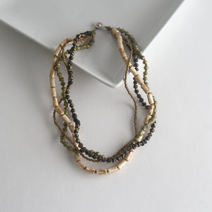 Layered Paper & Gold Bead Necklace