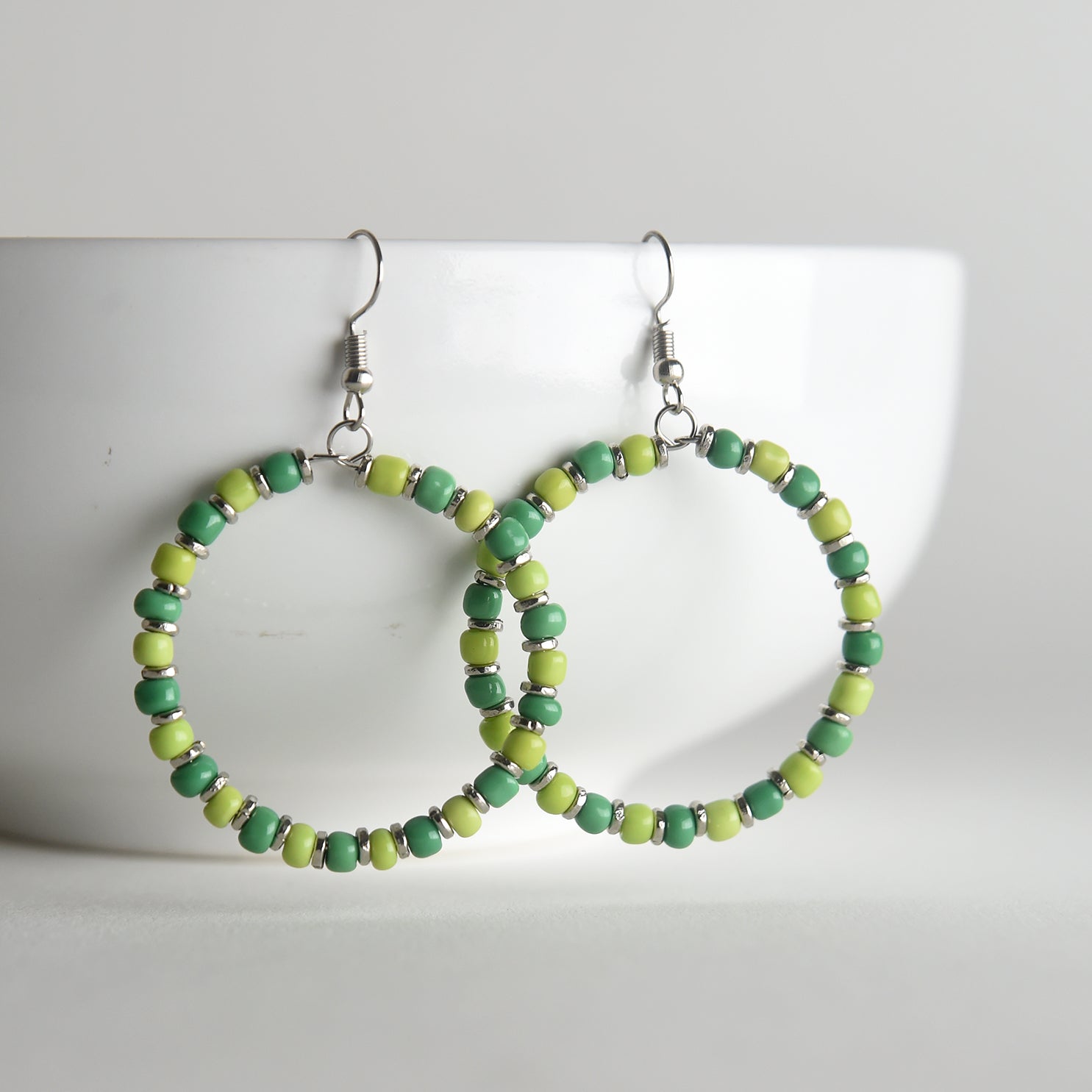 Colorful Glass Bead Hoops