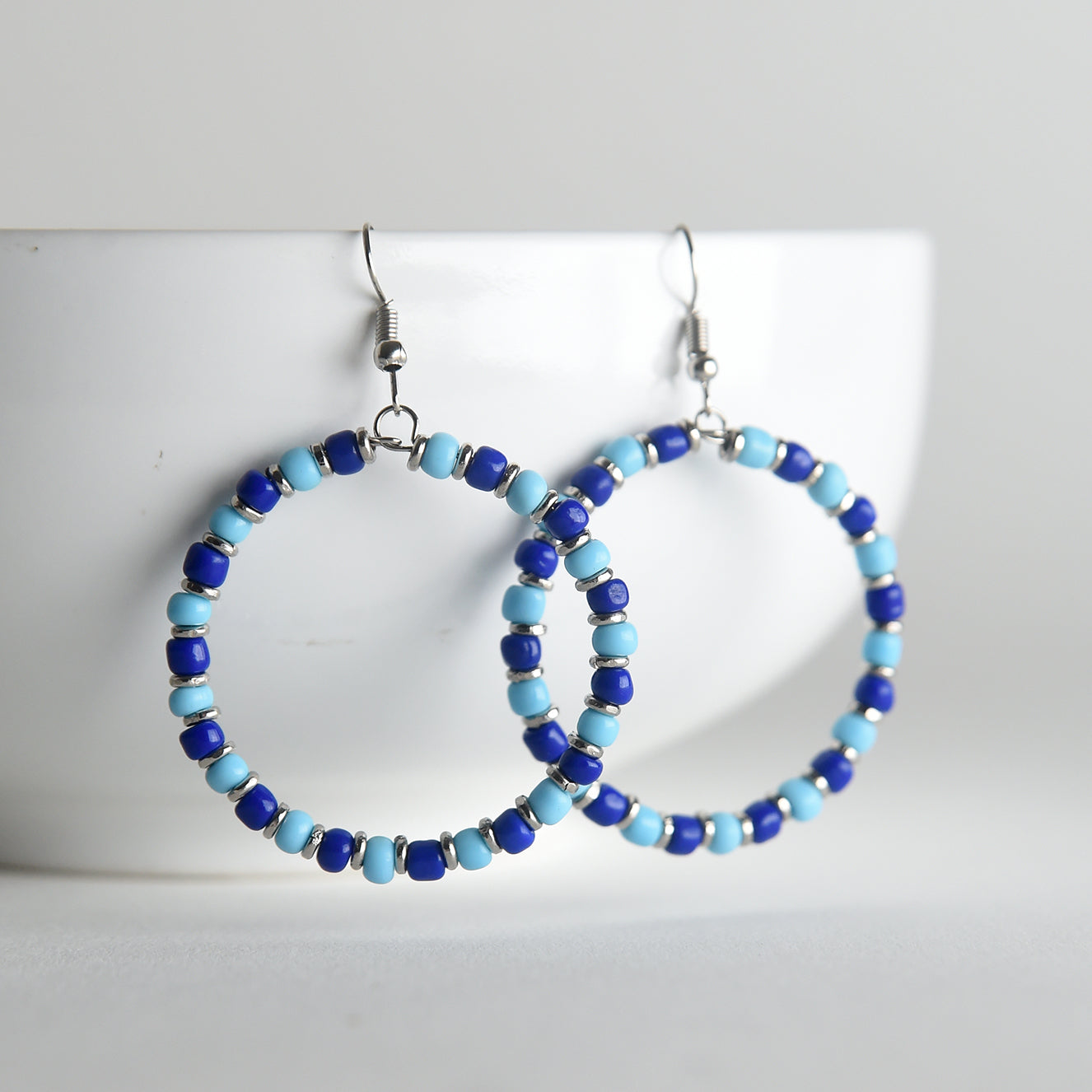Glass Bead Hoop Earrings
