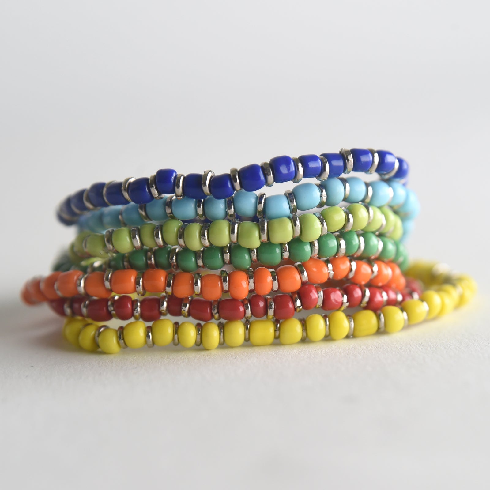 Set of 7 Rainbow Glass Bracelets