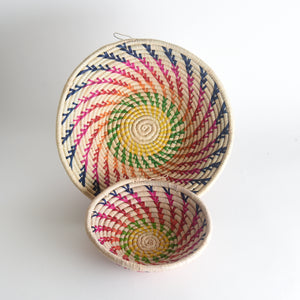 Handwoven Raffia Rainbow Baskets