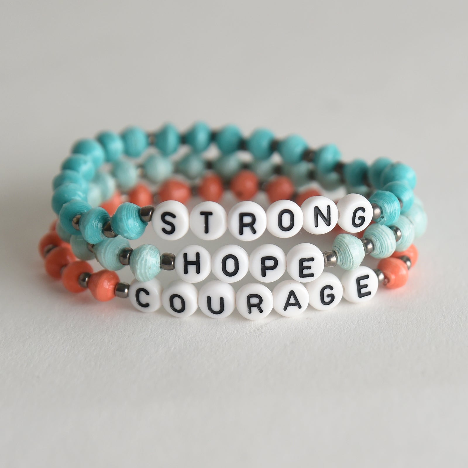 COURAGE, HOPE, STRONG Bracelet Trio