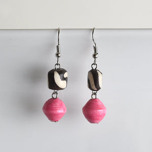 Asante (Thanks) Batik Bone & Paper Earrings
