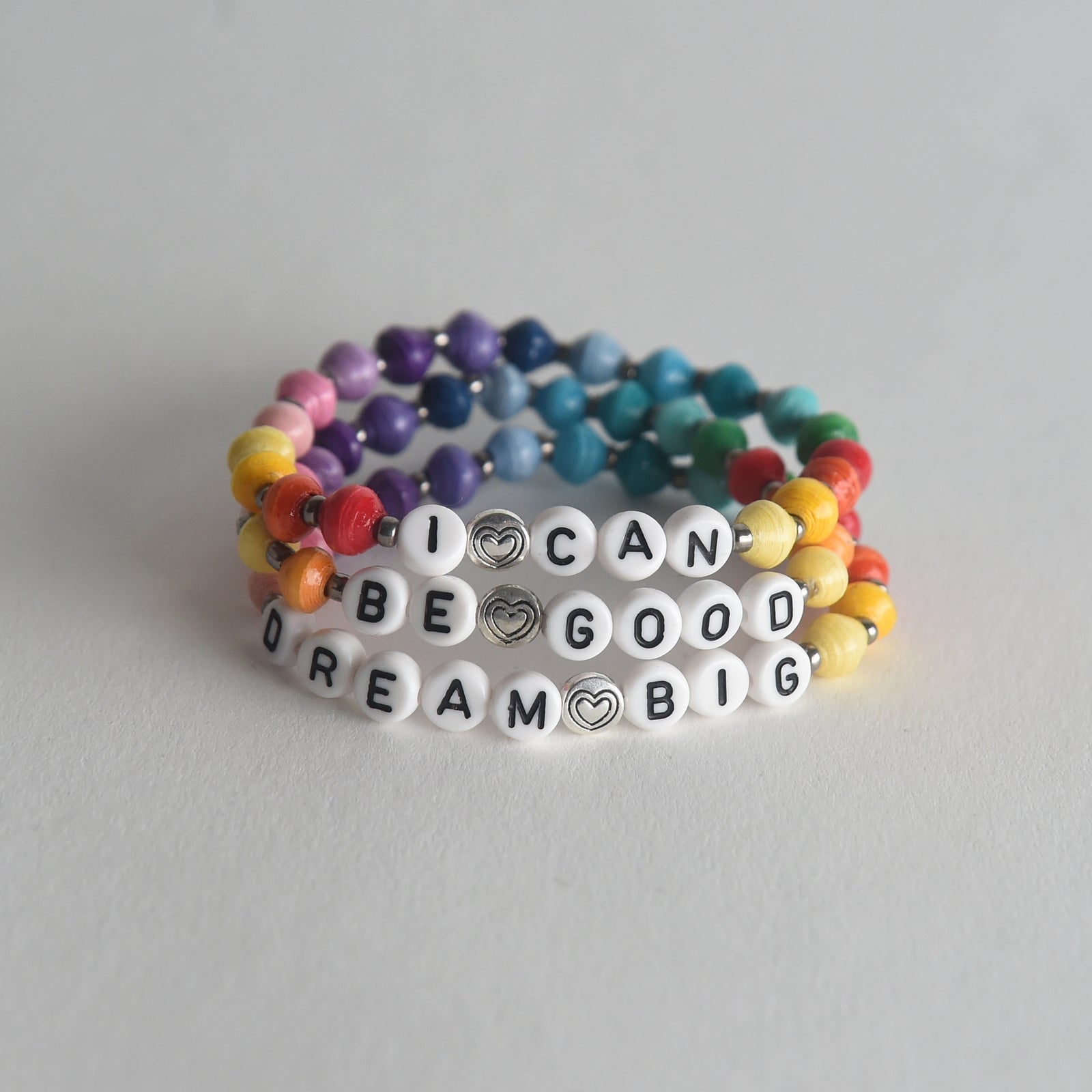 BE GOOD/DREAM BIG/I CAN Rainbow Bracelet Trio