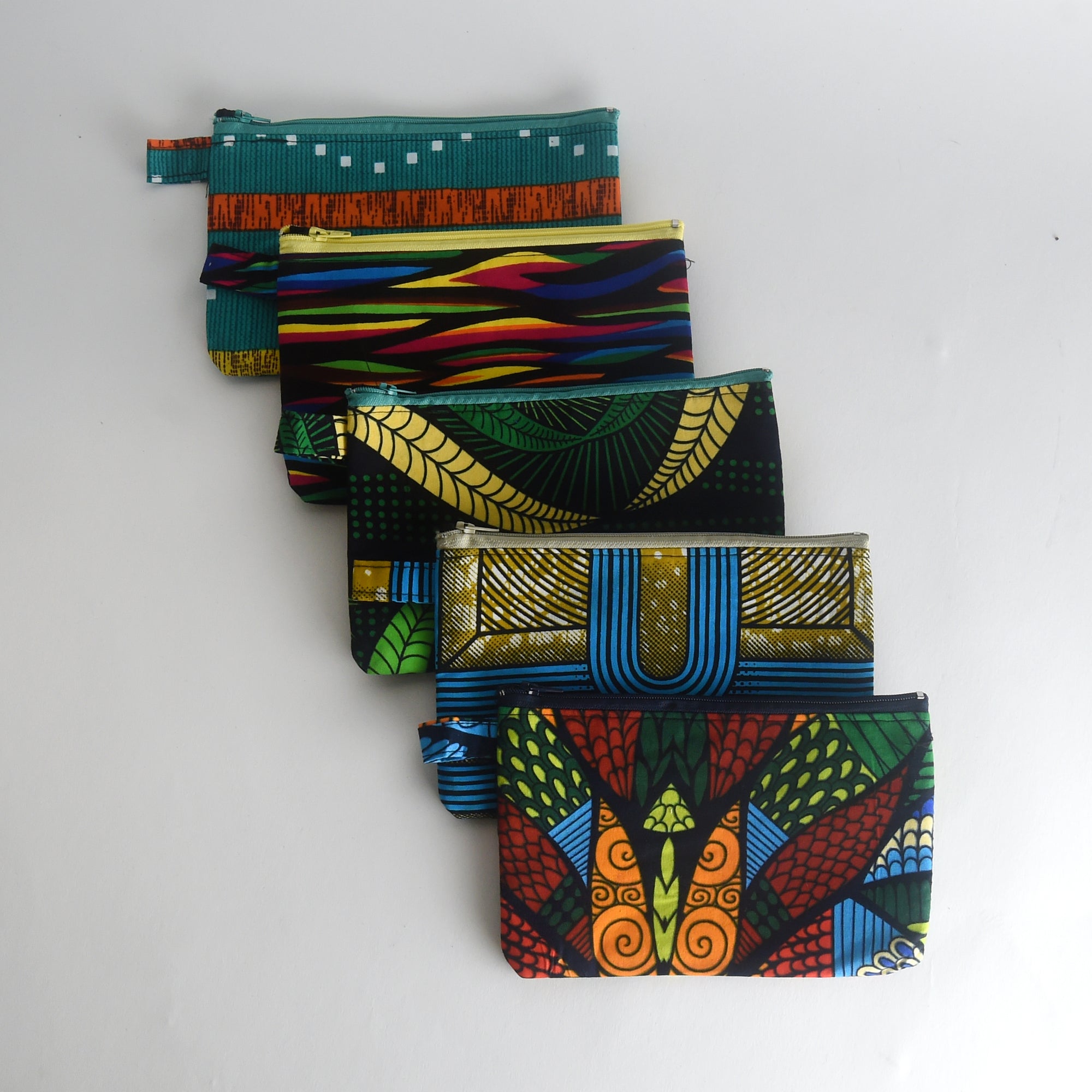 African Textiles Zipper Pouch Set of 5