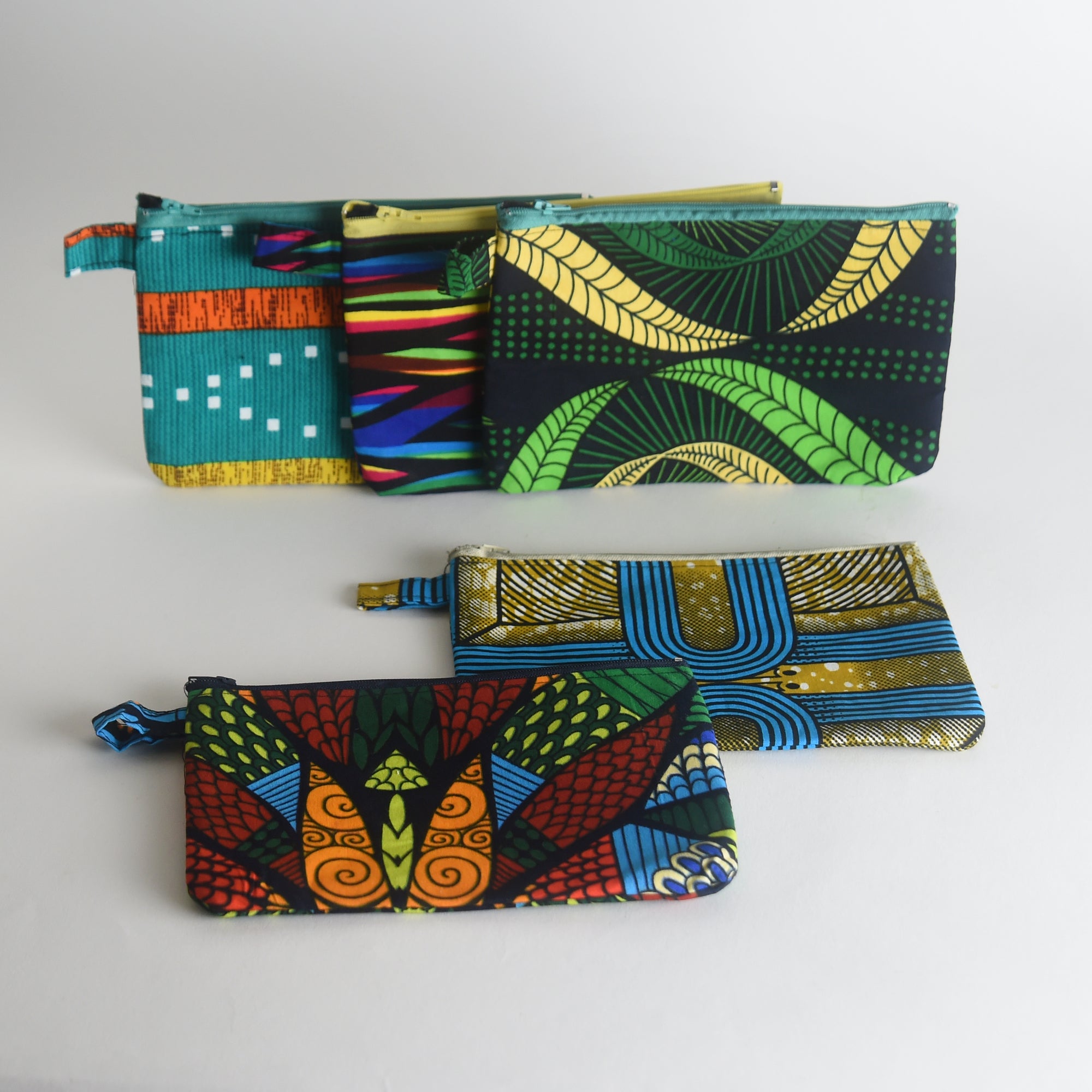 African Textiles Zipper Pouch Set of 5