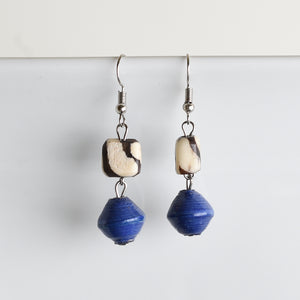 Asante (Thanks) Batik Bone & Paper Earrings