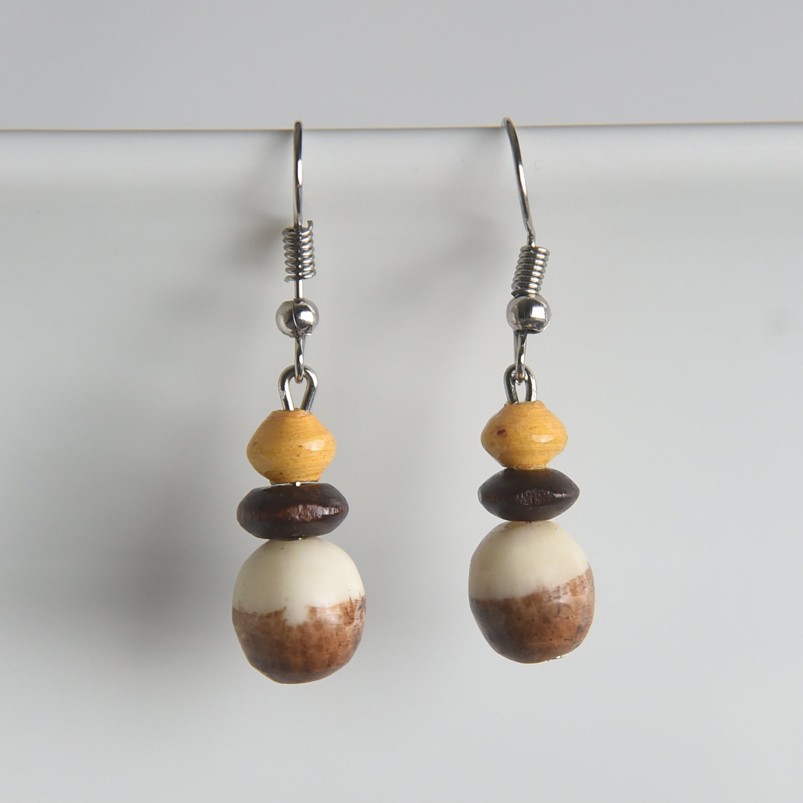 Round Bone & Paper Earrings