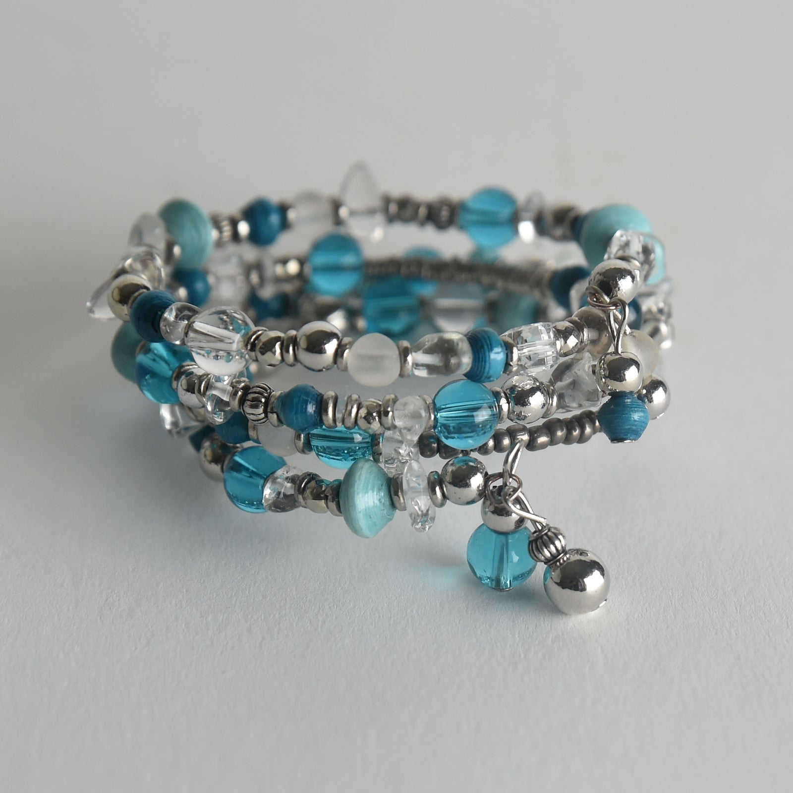 Mixed Media Memory Wire Bracelet in Turquoise