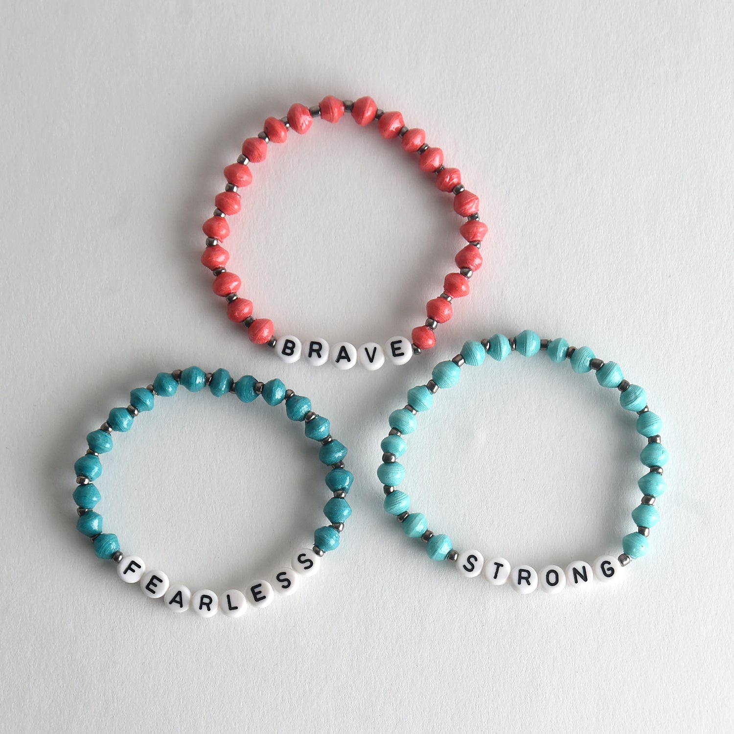 Brave. Strong. Fearless.  Bracelet Trio