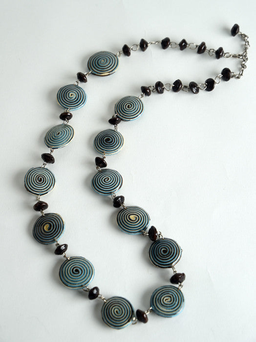 TENTHOUSANDTHINGS: Long Center Spiral Coral Necklace