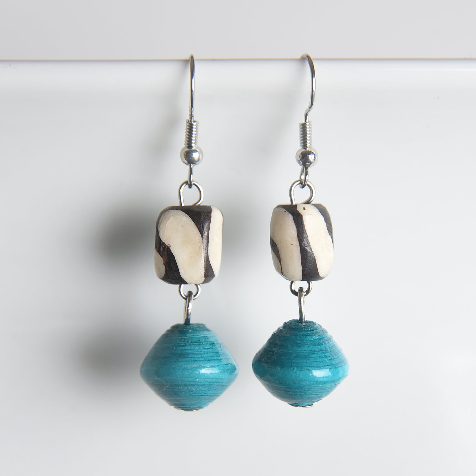 Asante (Thanks) Batik Bone & Paper Earrings