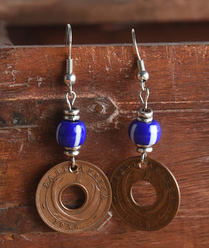 Coin Earrings with Bead Accents