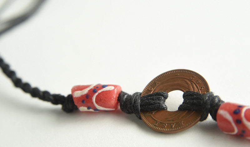 Coin Bracelet with Glass Bead Accents