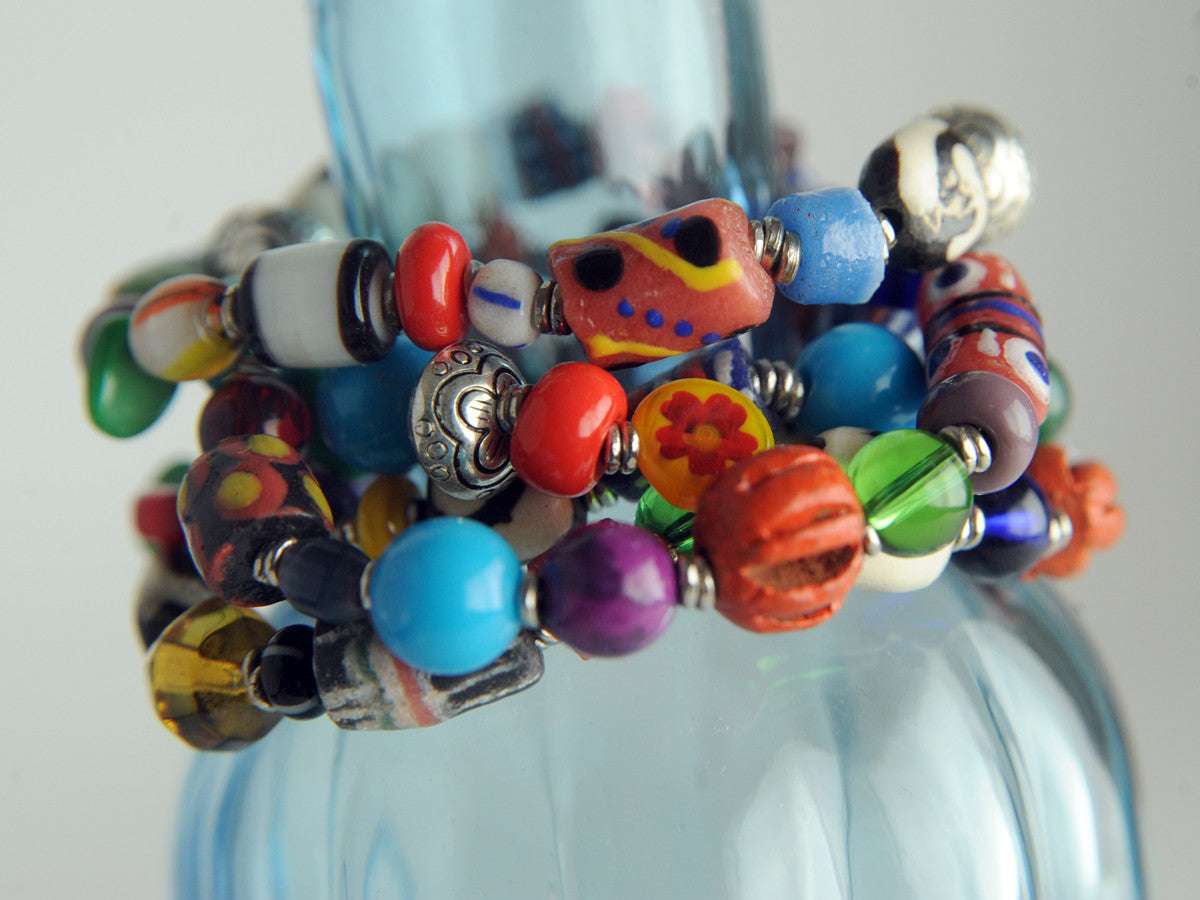 Glass Bead Bracelets Set of 5