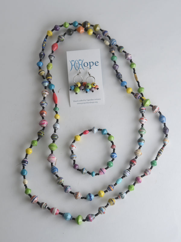 Matching Rainbow Paper Bead Jewelry Set - Project Have Hope