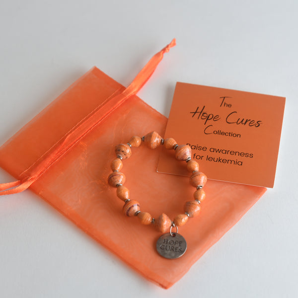 Eco Elastic Leukemia Awareness Orange Fabric Wristband - 8