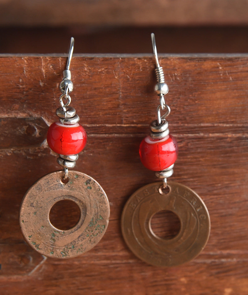 Coin Earrings with Bead Accents