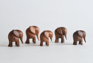 Miniature Hand-Carved Wooden Elephants